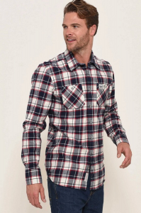 One Off Joblot of 5 Brakeburn Mens Flannel Ecru Checked Shirt - Size XS-M