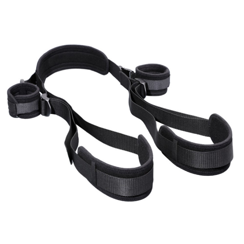 5pcs - Erotic Sex Toys Nylon BDSM Open Leg Bondage Harness With Handcuffs Wrist to Thigh Restraints|GCSM033|UK SELLER