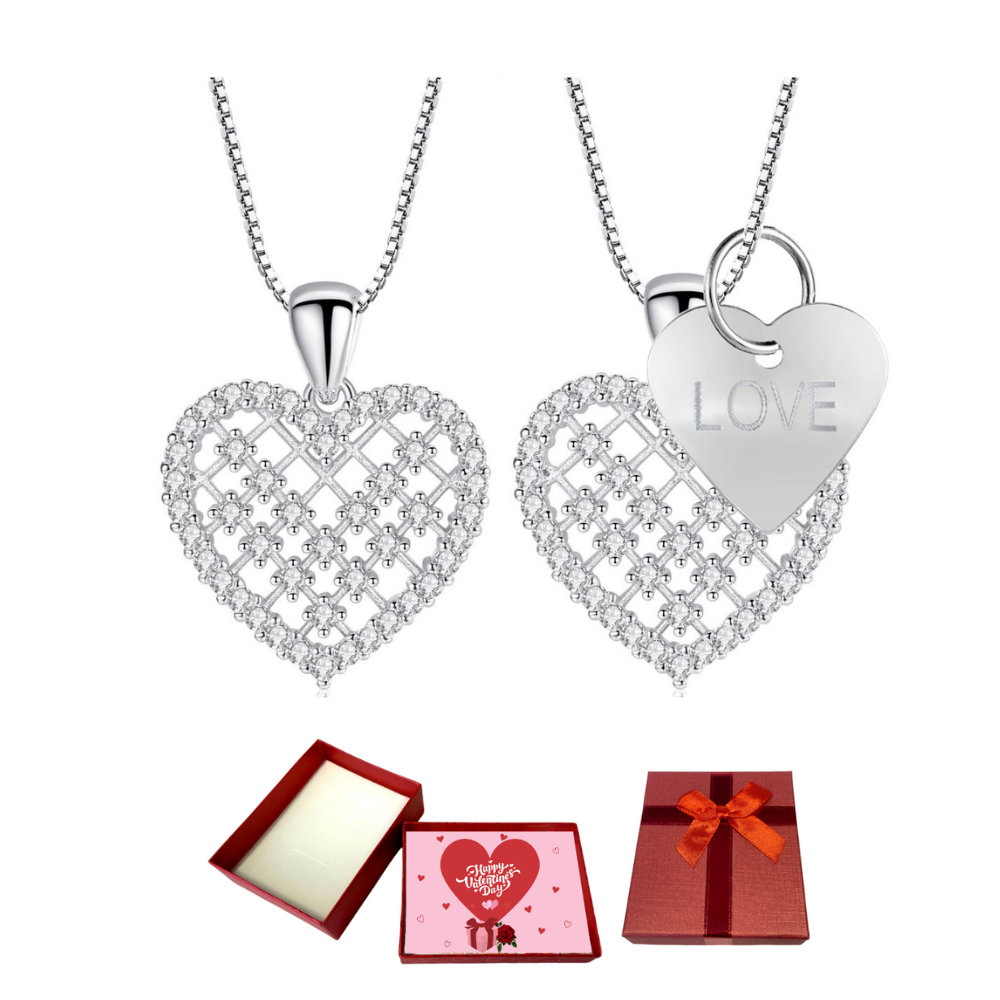 10 pcs - Heart Pendant with/without LOVE Heart Tag Made from Premium Crystal with Valentine Gift Box - 5pcs Each|GCJ090-Plain/Love-Valentine Box|UK SE