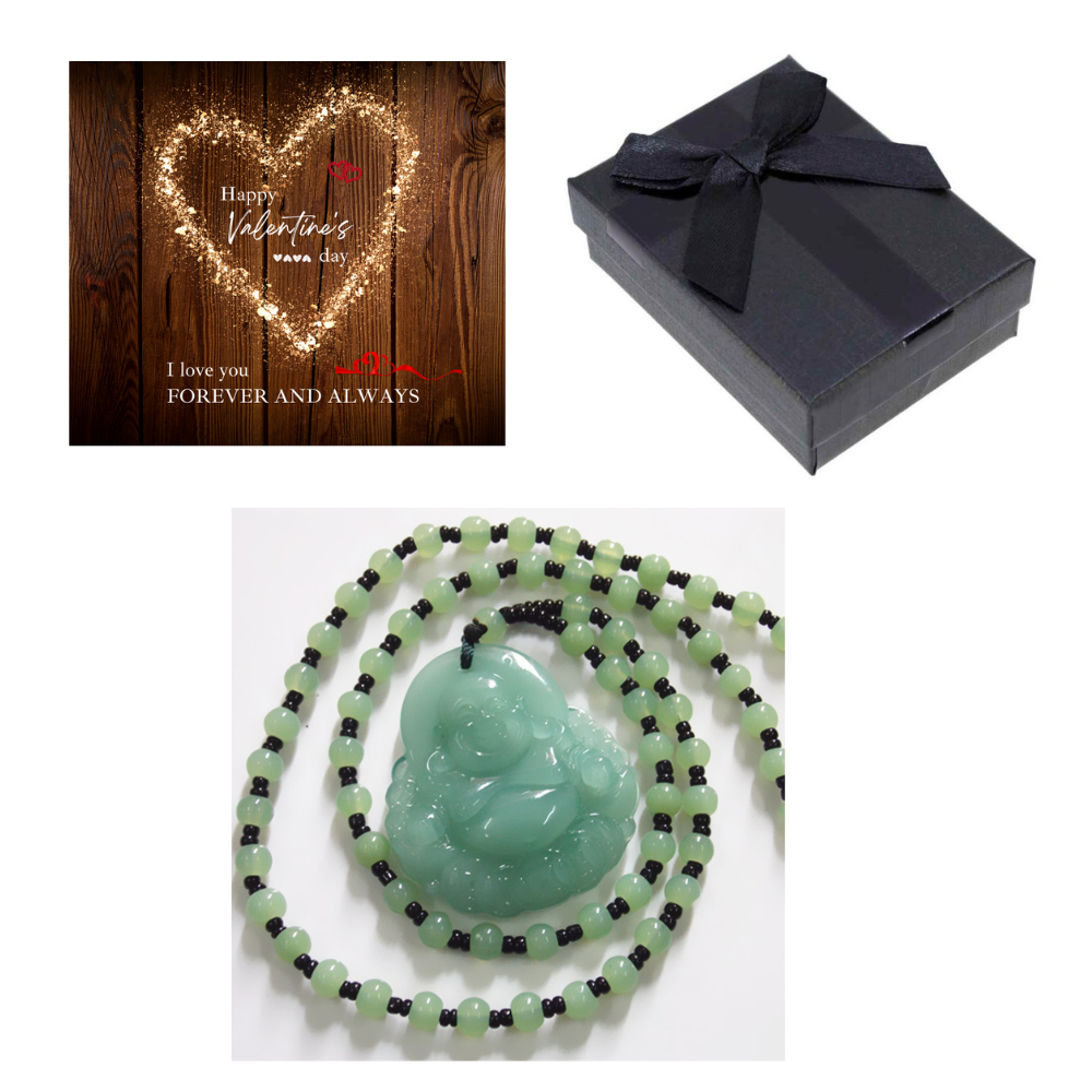 10 pcs - Tanglin Jade Light Green Necklace-Buddha Valentine’s Message Gift Box|GCJ205 +ValentinesBox|UK SELLER