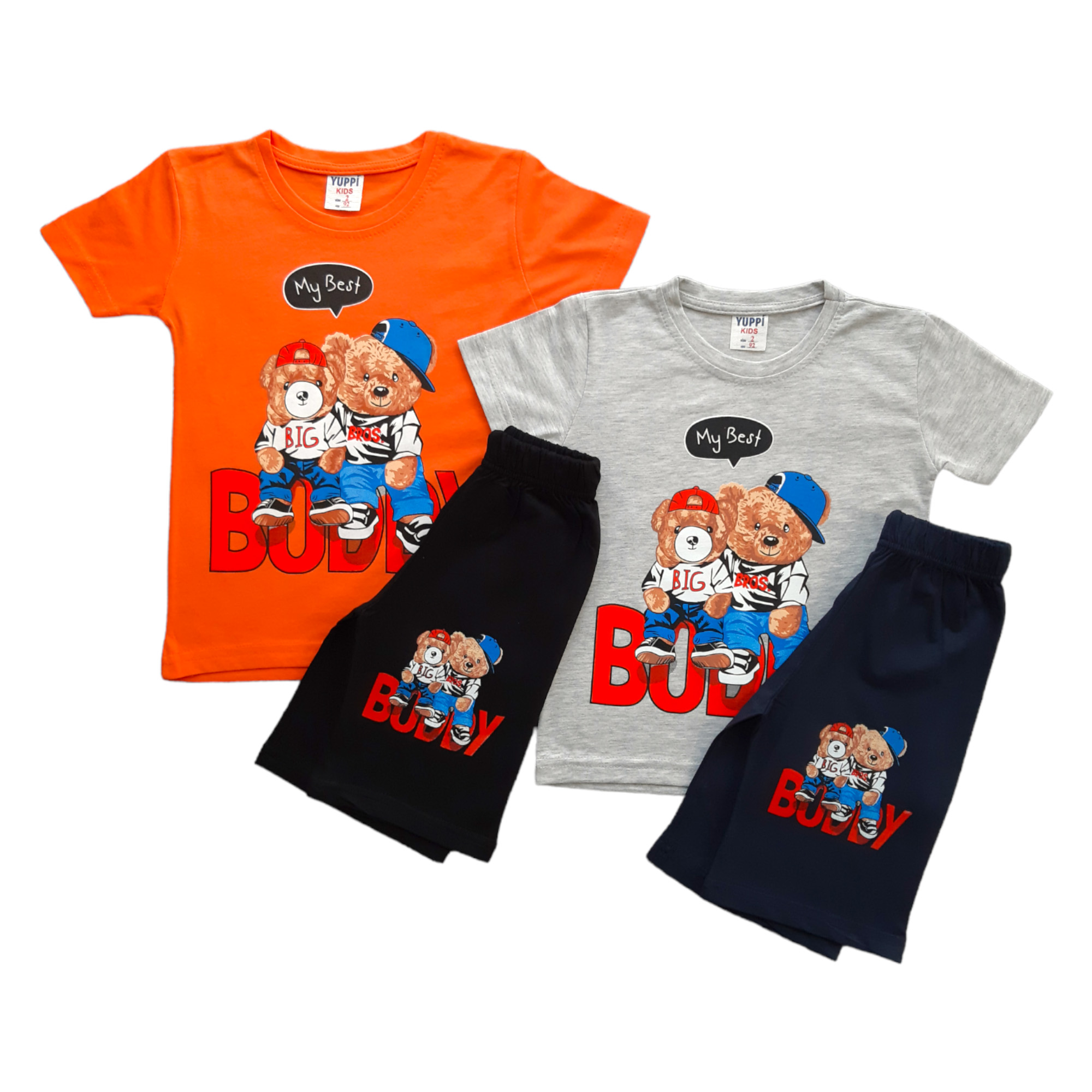 Brand New Joblot of Boys 8 Pack/2 Colours 2-Pcs Shorts Set (2y-8y)