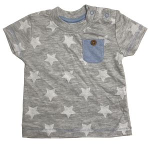 One Off Joblot of 64 Ex-Chain Store Boys Grey Star Print Pocket T-Shirt