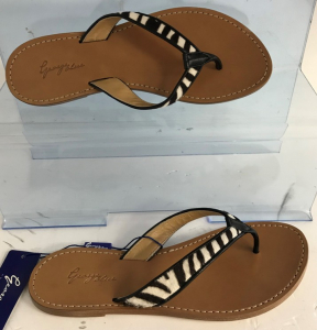 Wholesale Joblot of 10 George Blue Zebra Calf Hair Strap Leather Sandals