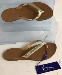 Wholesale Joblot of 10 George Blue Gold Strap Tan Leather Sandals Made in Italy