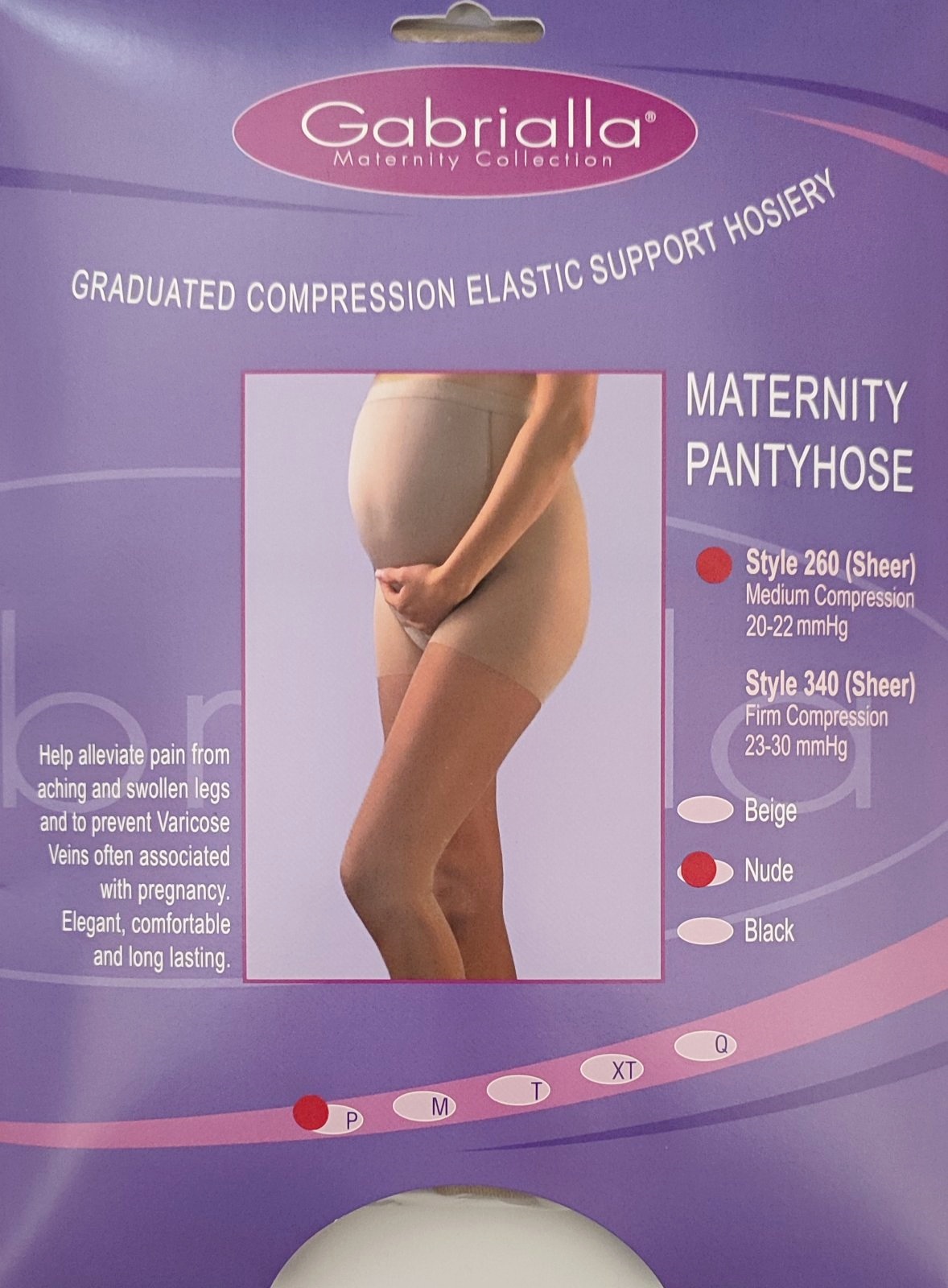 Gabrialla Maternity Pantyhose Graduated Medium Compression - 20 to 22 mmHg (H-260) Size Small x11 Pair