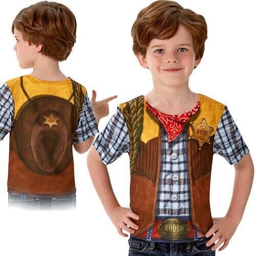 10pcs - Rubies Cowboy Printed T-Shirt Boys Fancy Dress Costume Size M|GCL144-Cowboy-M|UK seller