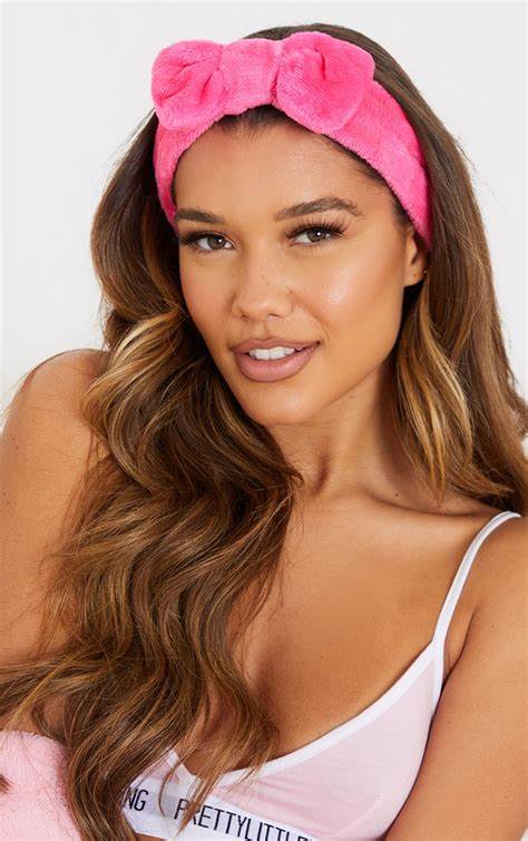 Cute Fluffy Bow Headband Hot Pink