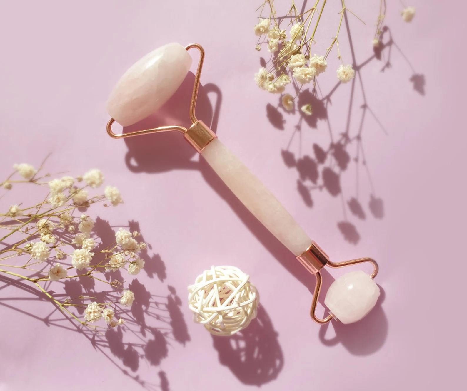 Facial Roller Superior Genuine Rose Quartz Roller