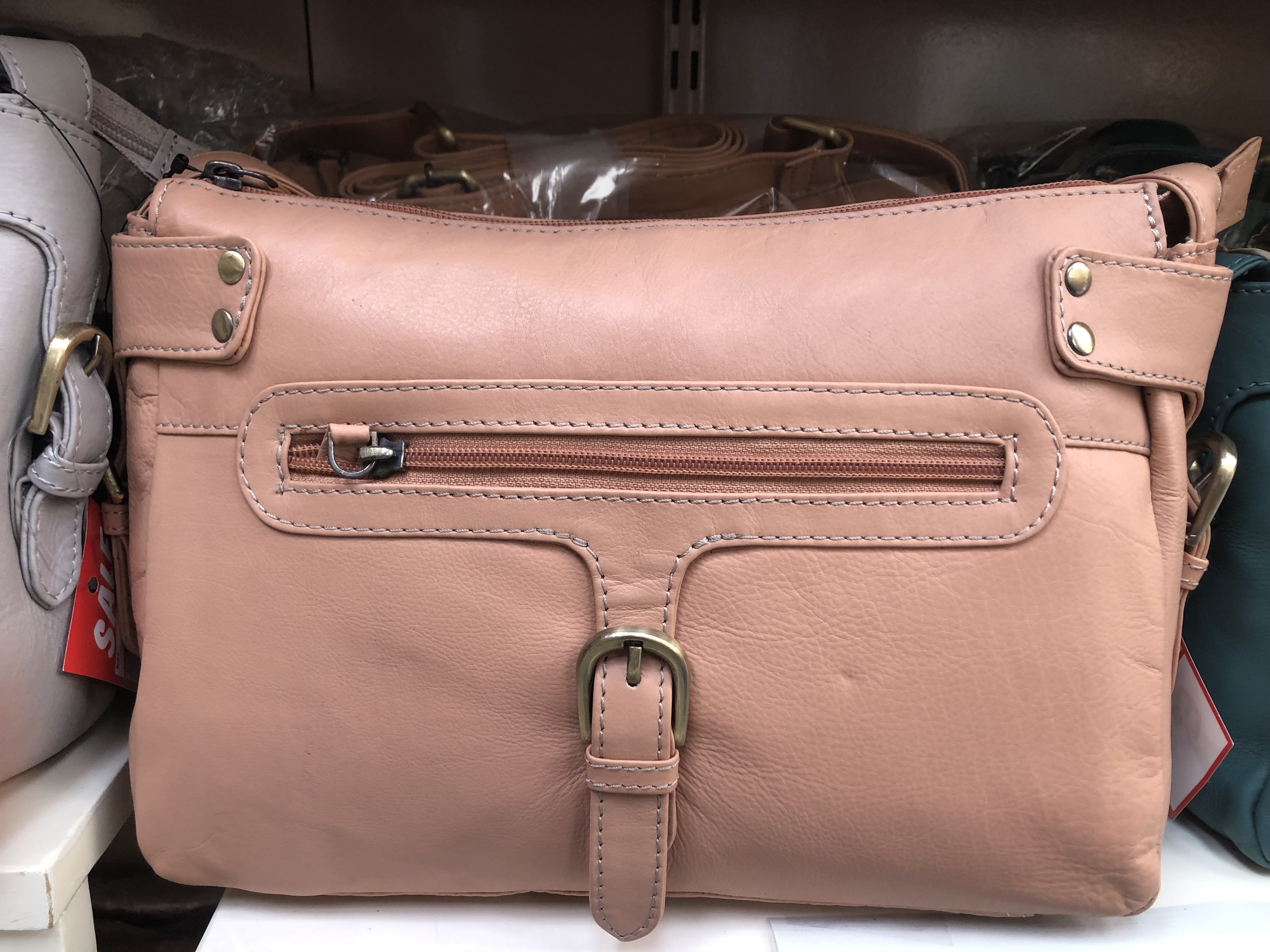 Rosy - (Vellutio Napa) Multi Buckle Cross Body Bag (100% genuine Leather)