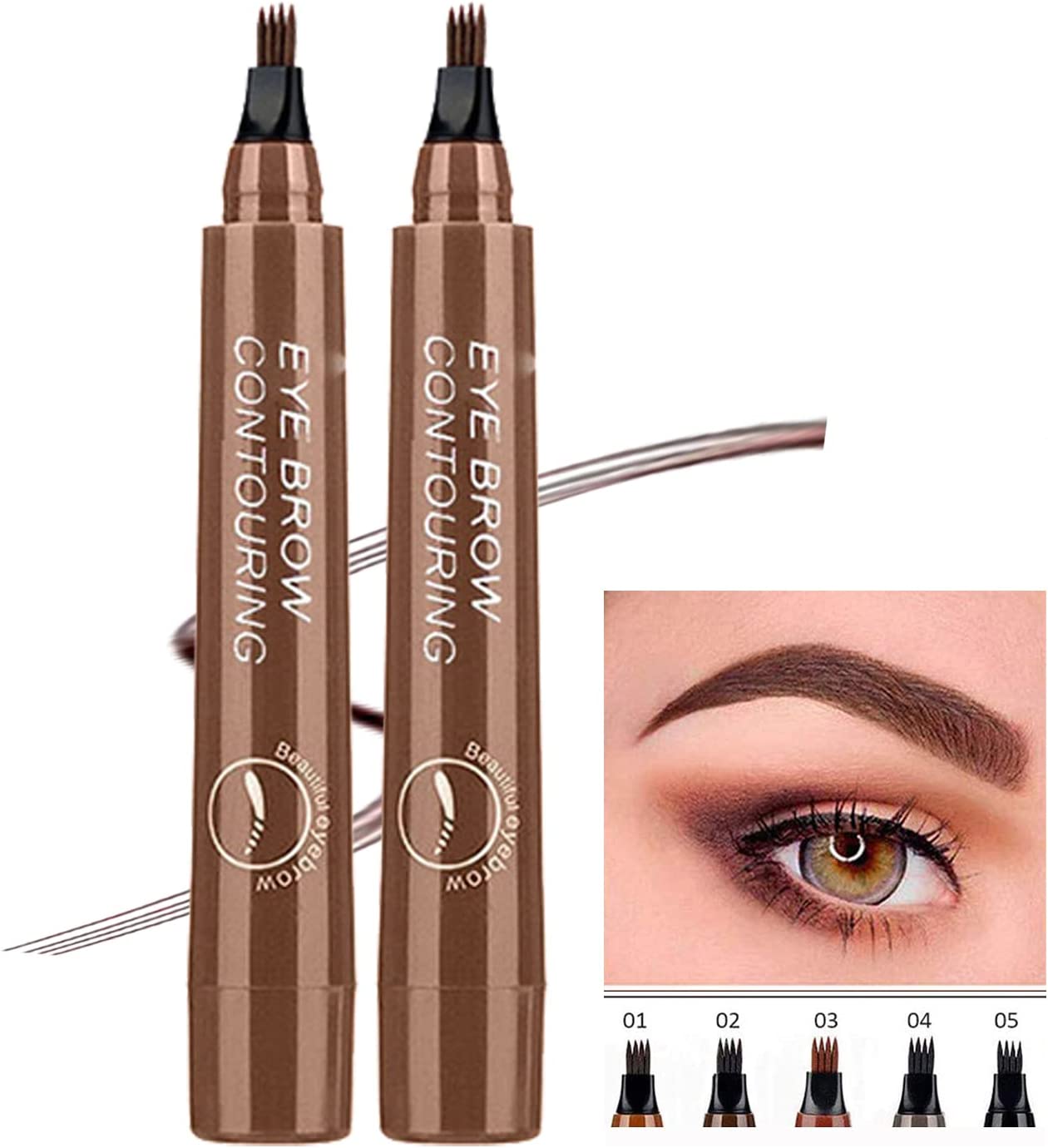10pcs - 4 Points Natural Long Lasting Waterproof Fork Tip Cosmetic Eyebrow Pencil - Random Colour|GCM002-Eyebrow Pencil |UK seller