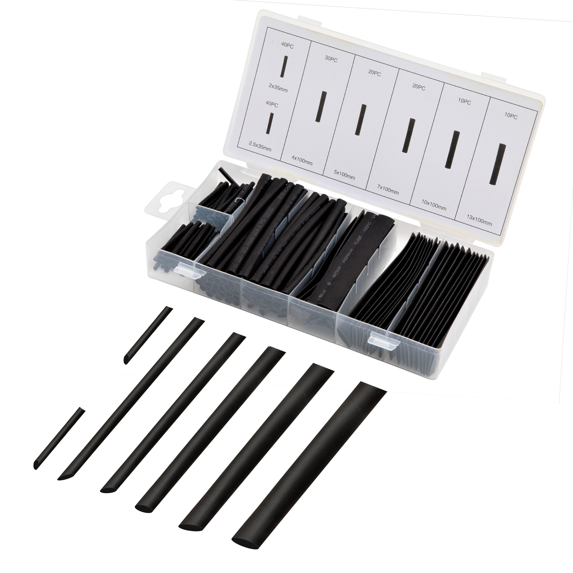 170 Pieces - Black Heat Shrink TUBING Multi-Pack Assortment for Insulating, Covering and Joining Open Wire Connections.