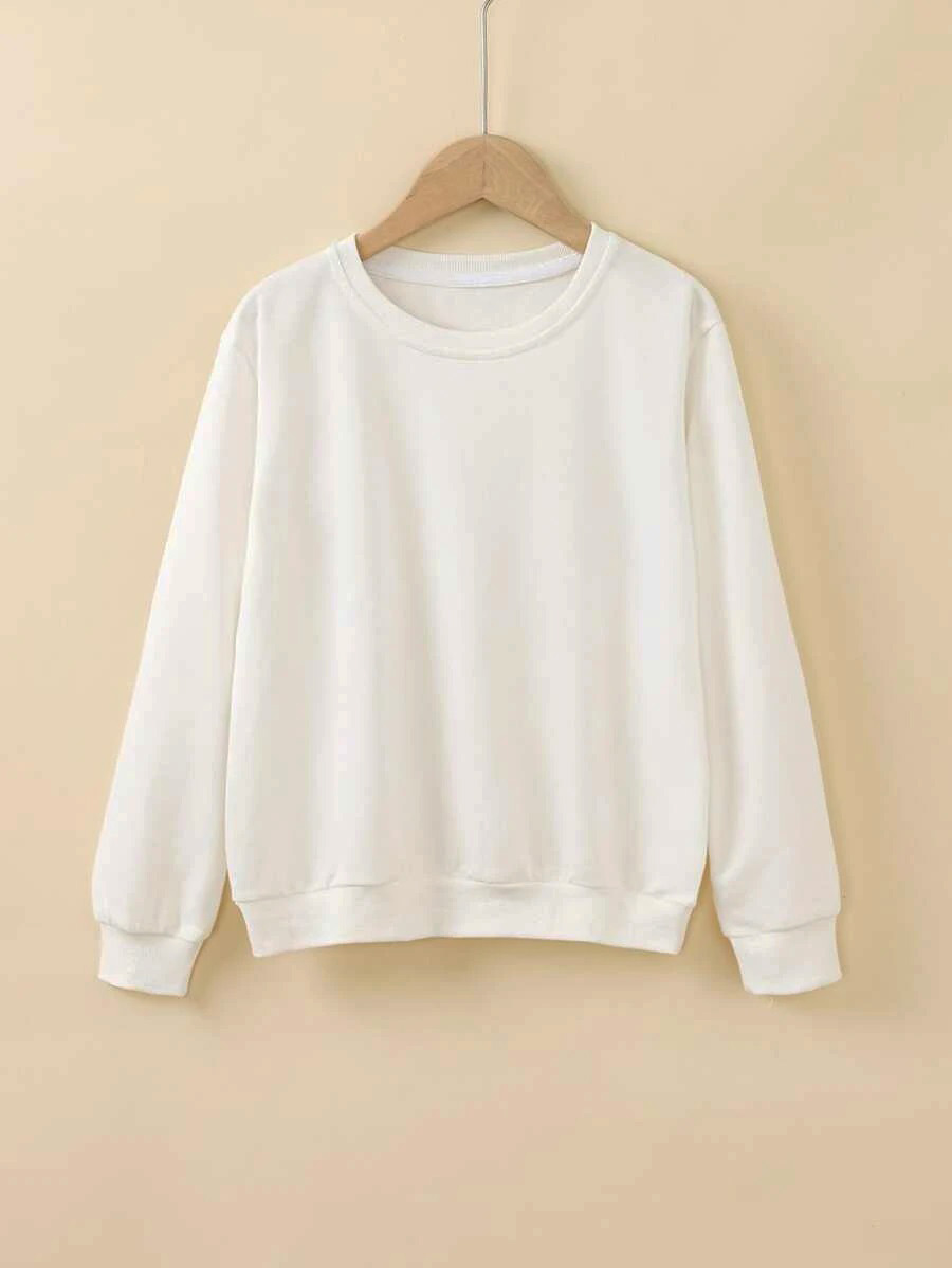 Brand New Joblot of 10-Pack Unisex Children Plain White Sweatshirts (3y-13y)