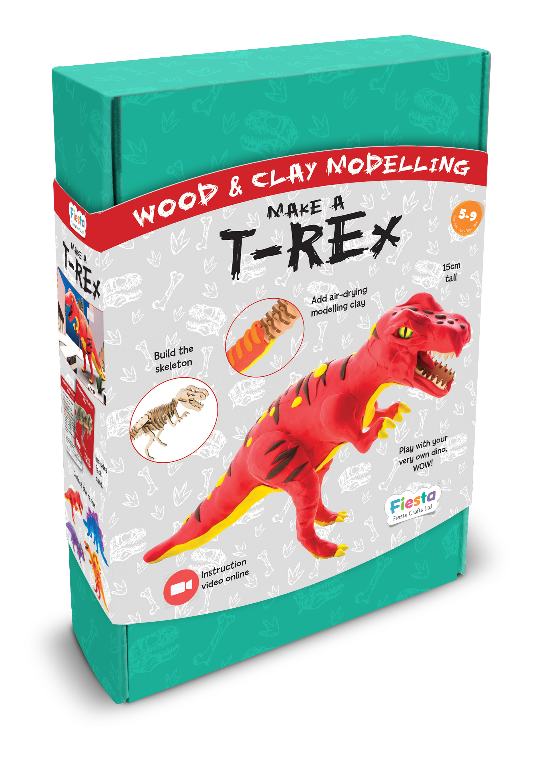 Fiesta Crafts Make A T-Rex Wood and Clay Craft Kit