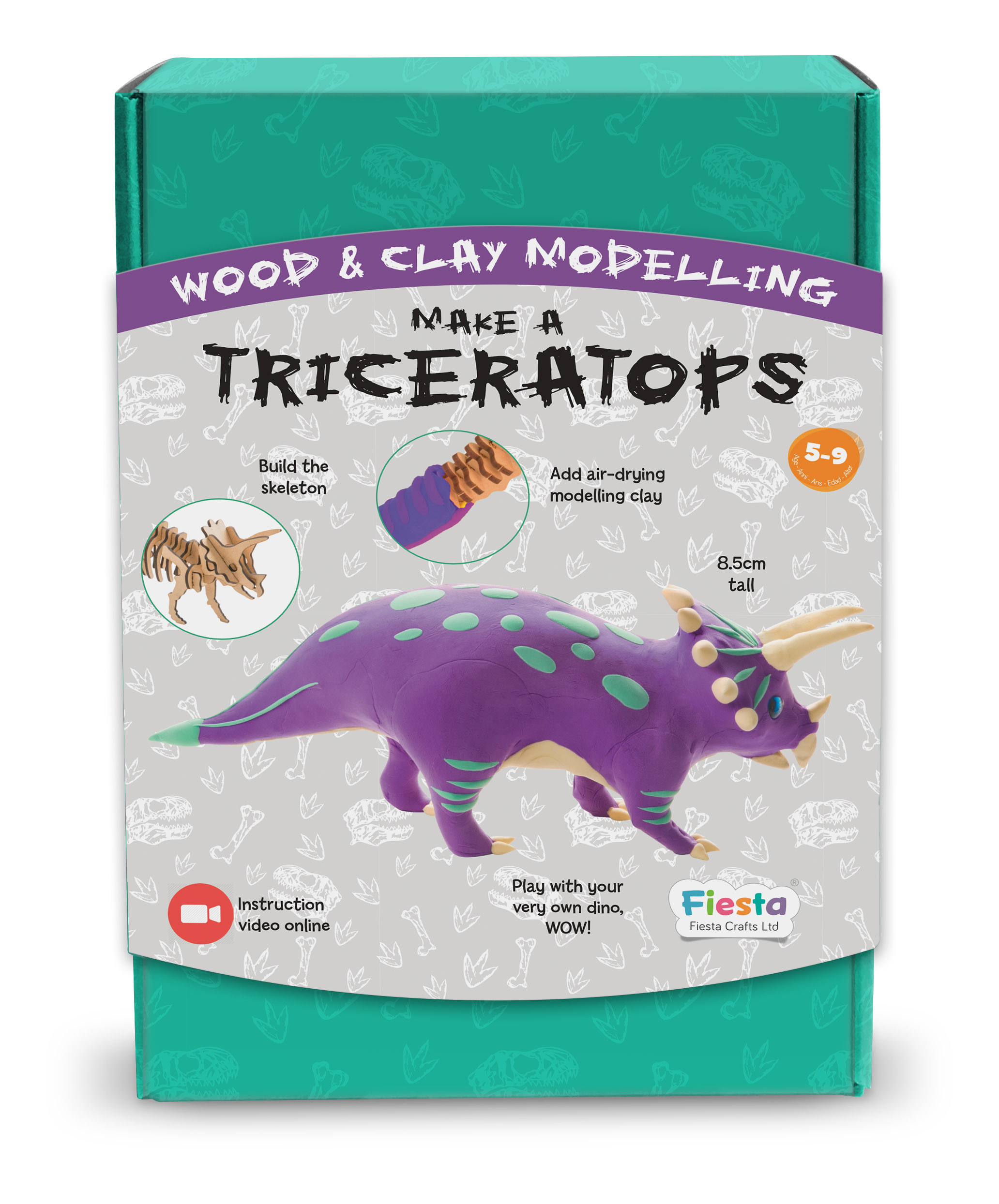 Fiesta Crafts Make A Triceratops Wood and Clay Craft Kit