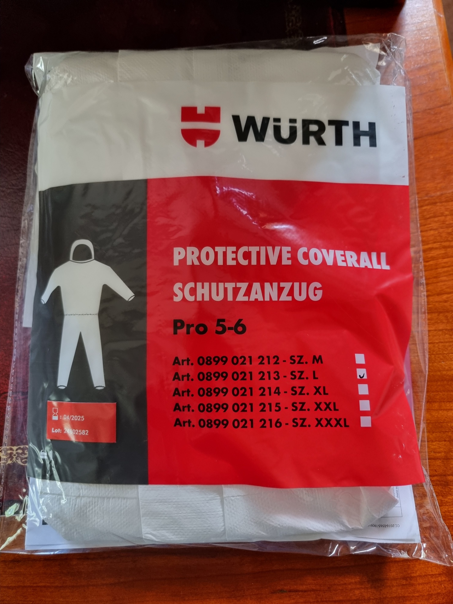 Coverall Wurth Pro 5-6 Size L Pack of 25