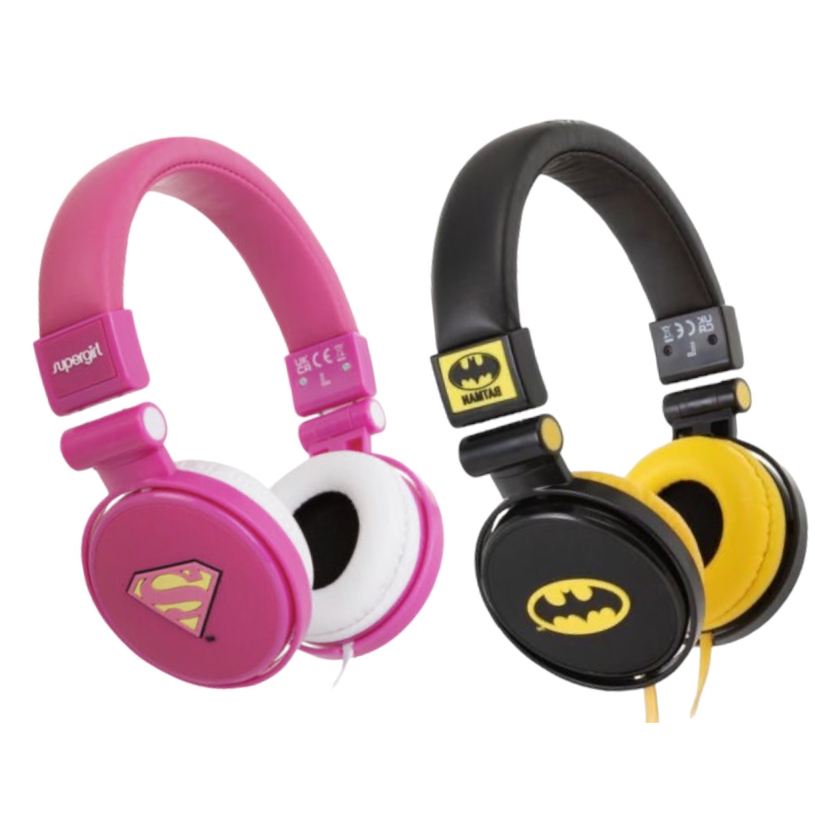 Kids Batman and Supergirl Wired Headphones (100 of each) - Perfect Gift and Travel Must Have