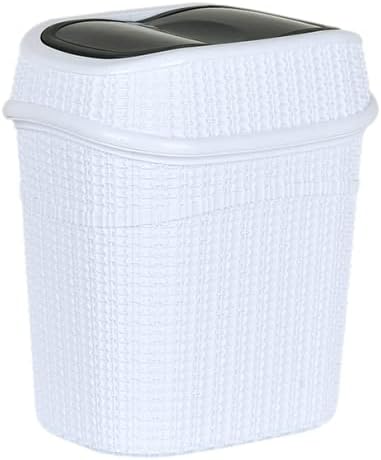 Joblot of 12 Plastic Swing Lid Wastepaper Bin Trash Bin Dustbin Bathroom Bin Bathroom Bedroom Office Under Desk Kitchen (White)