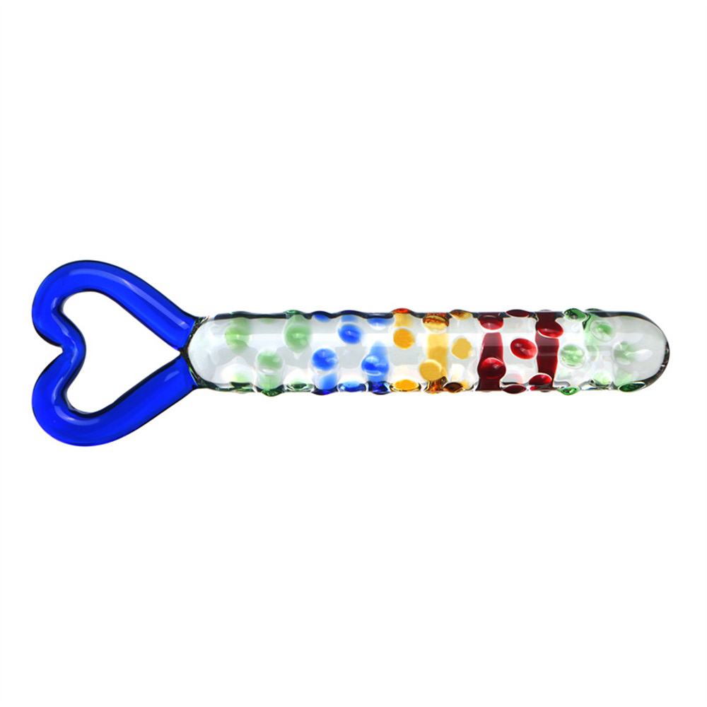 10pcs - Glistening Colourful Rainbow Raindrop Textured Crystal Glass Dildo With Heart Shape Handle|GCAP166|UK seller