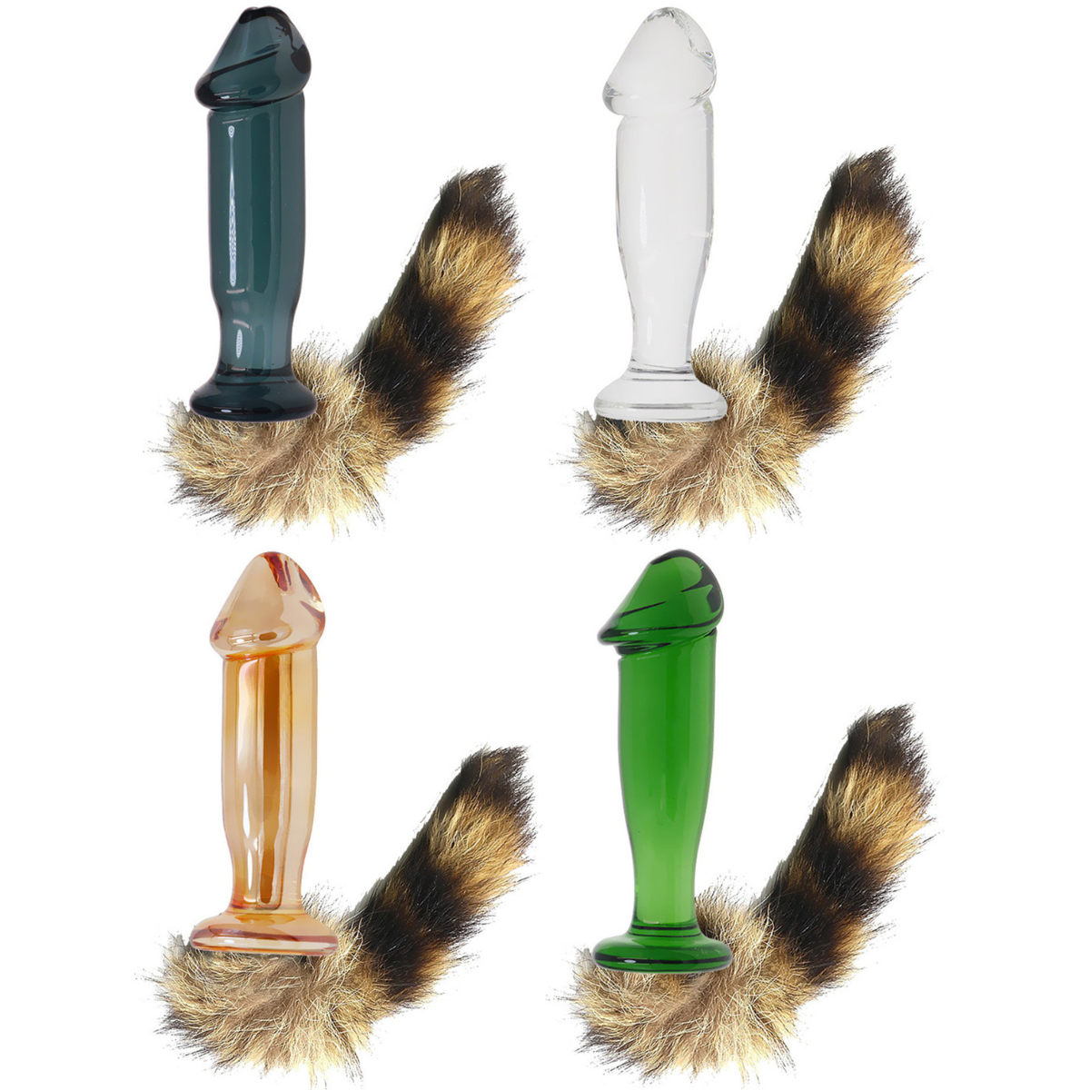 10pcs - Plug Tail Passion Sex Anal Butt G-Spot Glass Dildo - Ramdom Colour|GCAP173|UK seller