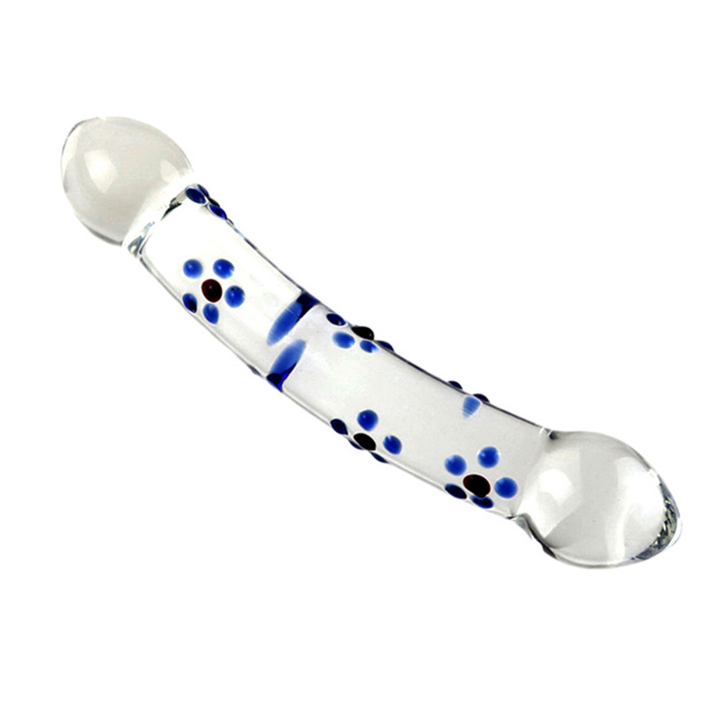 10pcs - Double Heads Blue Flower Spots Anal Butt Plug Clear Glass Dildo|GCAP175|UK seller