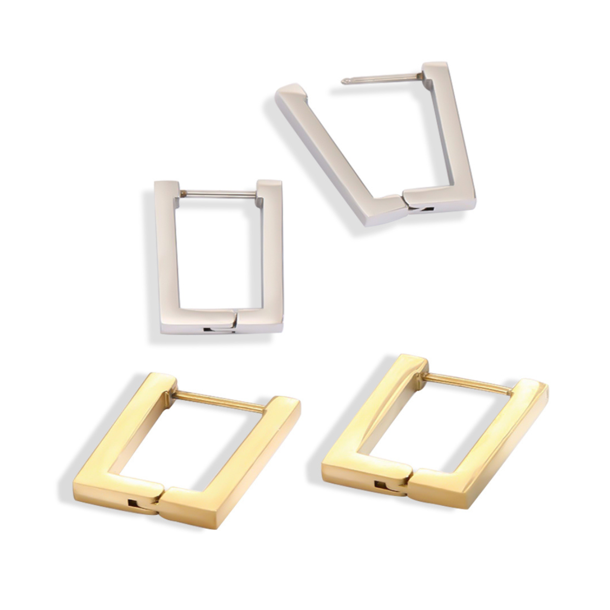 10pcs - Rectangle Hoop Earrings In Gold or Silver - Random|GCJ405-Gold/Silver|UK seller