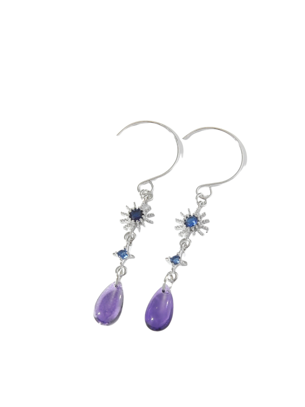 10pcs - Blue Sun Crystal and Purple Water Drop Pendant Earrings|GCJ410|UK seller