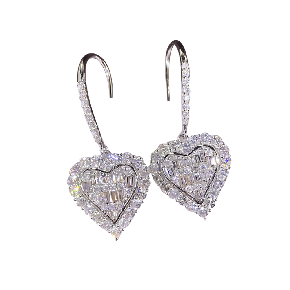 10pcs - Beautiful Diamond Heart Shape Crystal Silver Earrings|GCJ438|UK seller