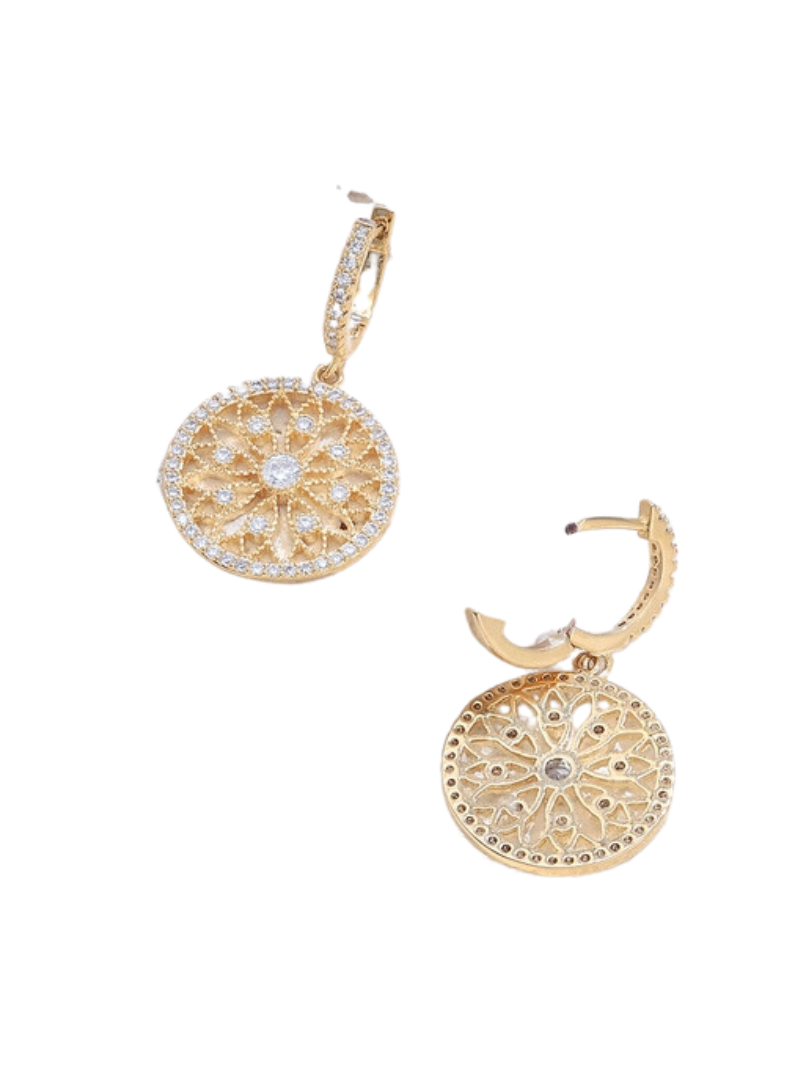 10pcs - Sparkling Gold Snowflake Cubic Zirconia Gemstones Dangly Earrings|GCJ442|UK seller