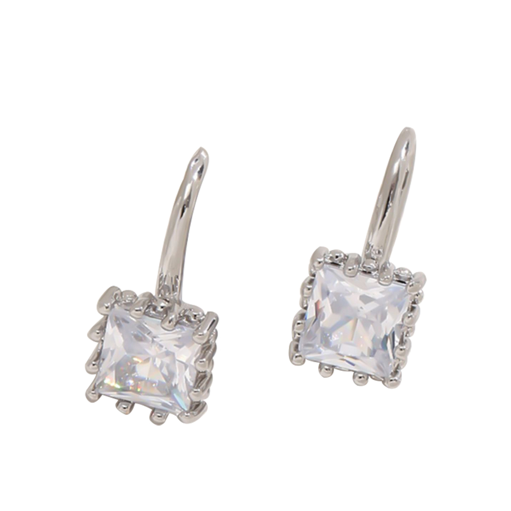 10pcs - Sparkling Silver Crystal Cubic Zirconia Square Drop Earrings|GCJ441|UK seller