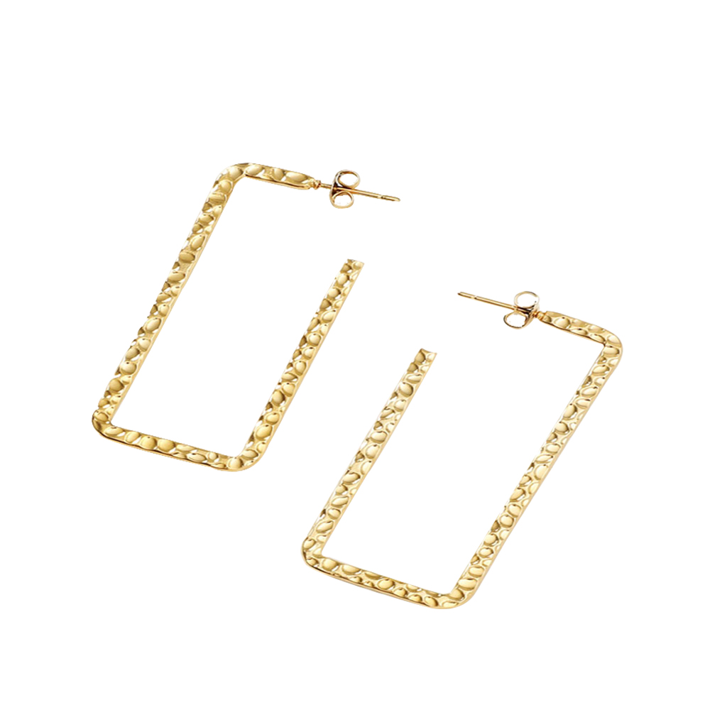 10pcs - Gold Tone Rectangle Geometric Design Hoop Earrings|GCJ406-Gold|UK seller