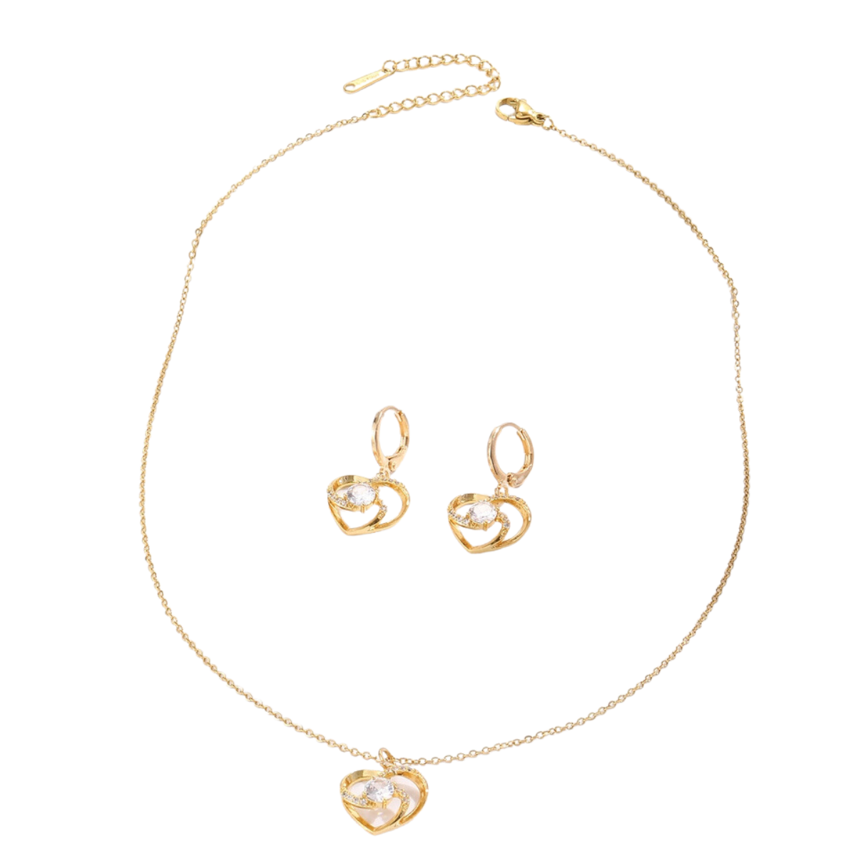 10pcs - Gold Tone Crystal Heart Windmill Earrings and Necklace Set|GCJ420|UK seller