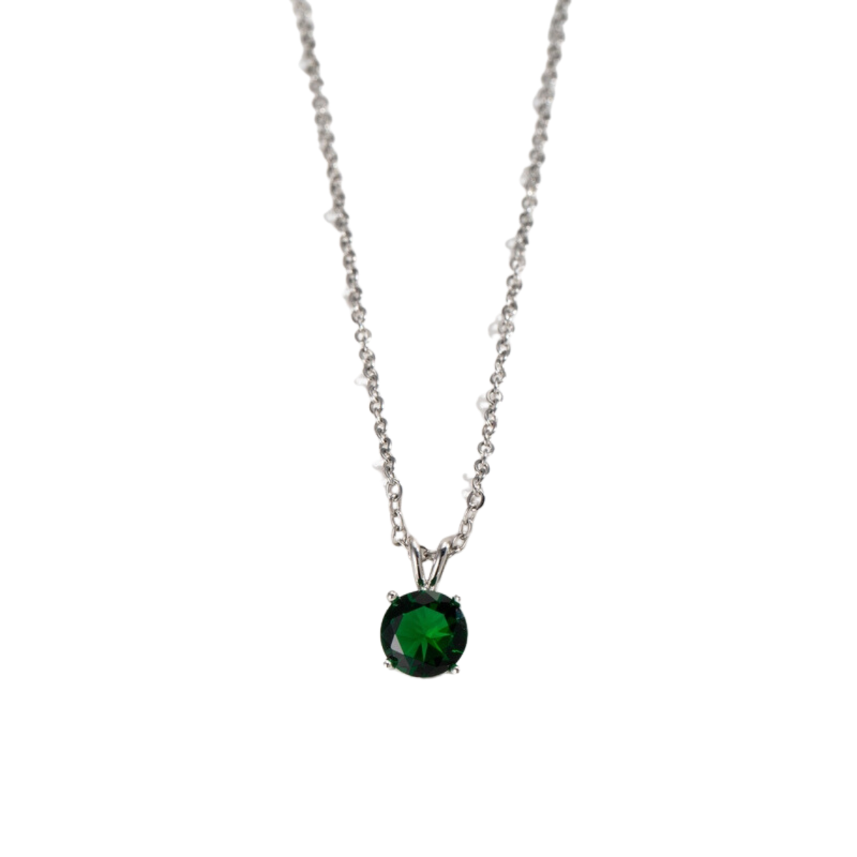 10pcs - Silver Chain Green Emerald Round Crystal Pendant Necklace|GCJ429|UK seller