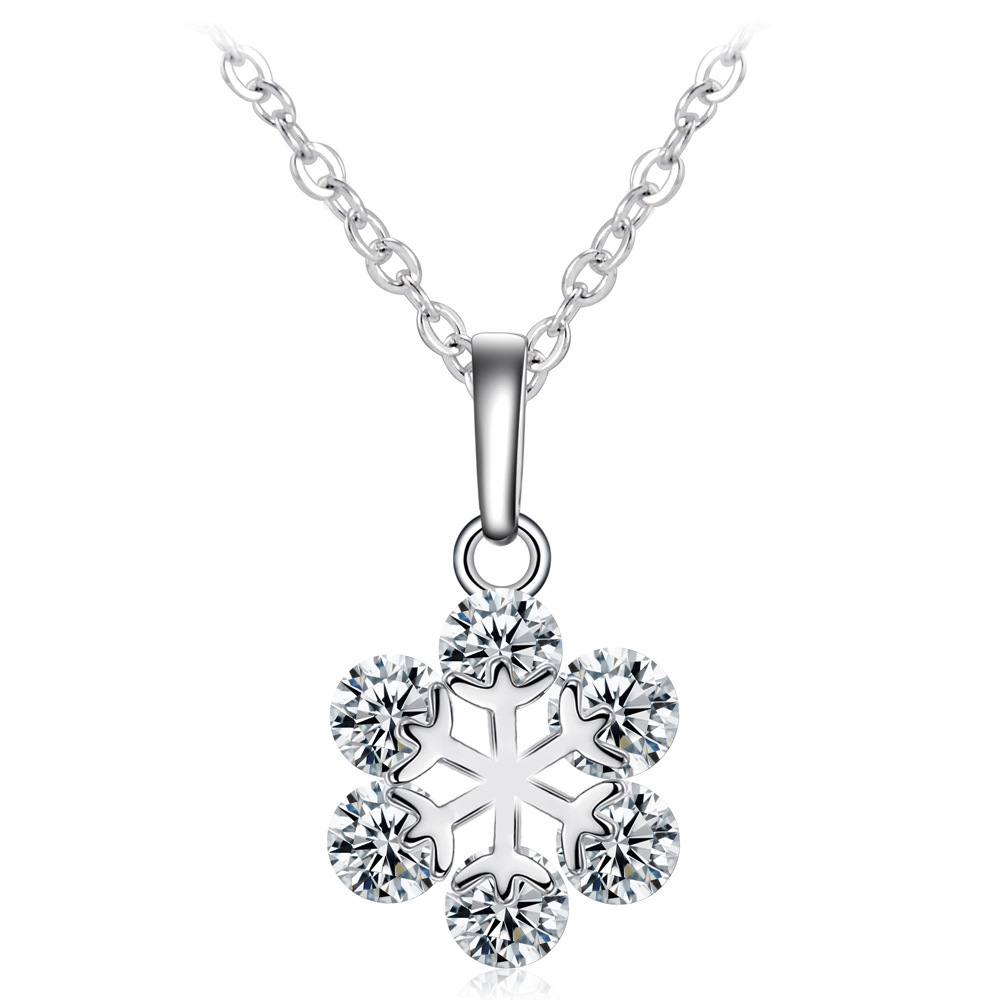 10pcs - Beautiful Snowflake Zirconia Crystal Silver Pendant Necklace|GCJ430|UK seller