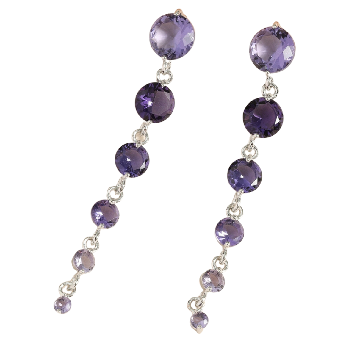 10pcs - Round Purple Crystal Dangle Drop Chain Earrings|GCJ440|UK seller