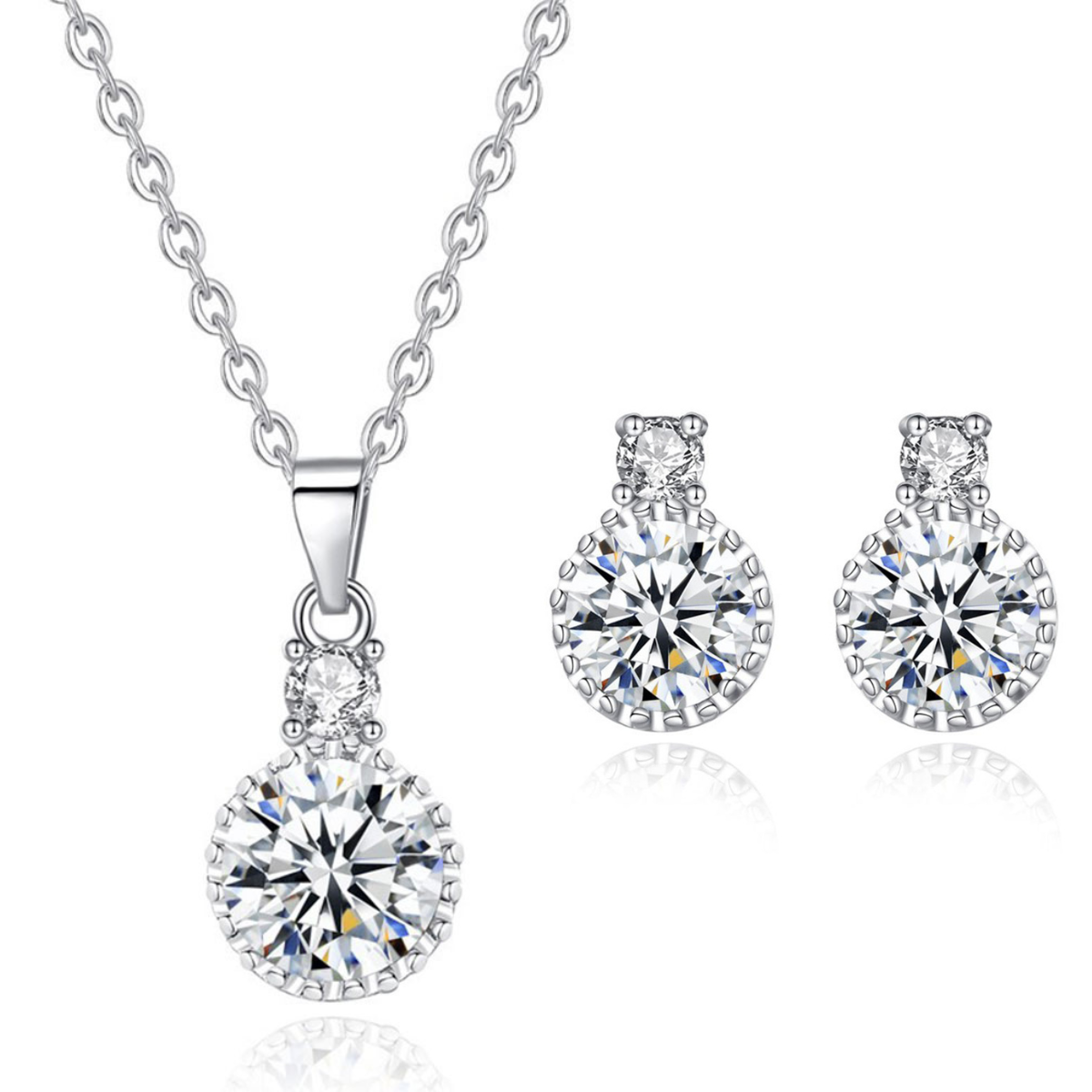 10pcs - Elegant Sparkling Round Crystal Pendant Necklace and Stud Earrings Set|GCJ416|UK seller