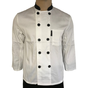 Wholesale Joblot of 10 White & Black Collar Long Sleeve Chef Jackets