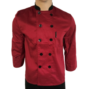Wholesale Joblot of 10 Red & Black Collar Long Sleeve Chef Jackets
