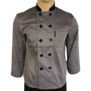 One Off Joblot of 13 Grey & Black Collar Long Sleeve Chef Jackets