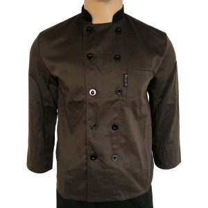 Wholesale Joblot of 10 Brown & Black Collar Long Sleeve Chef Jackets