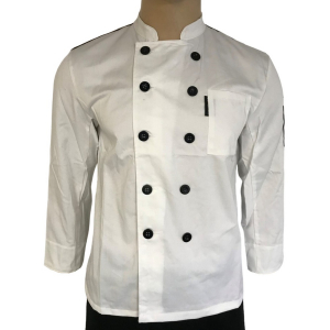 Wholesale Joblot of 10 White & White Collar Long Sleeve Chef Jackets