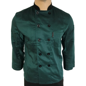 Wholesale Joblot of 10 Green & Black Collar Long Sleeve Chef Jackets