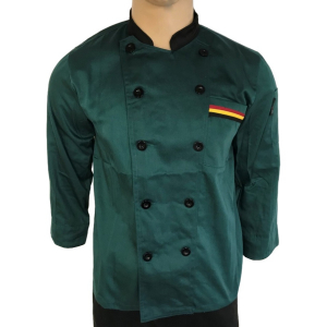 Wholesale Joblot of 10 Green W/ Striped Pocket Long Sleeve Chef Jackets