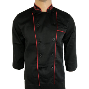 One Off Joblot of 8 Black W/ Red Detailing Long Sleeve Chef Jackets