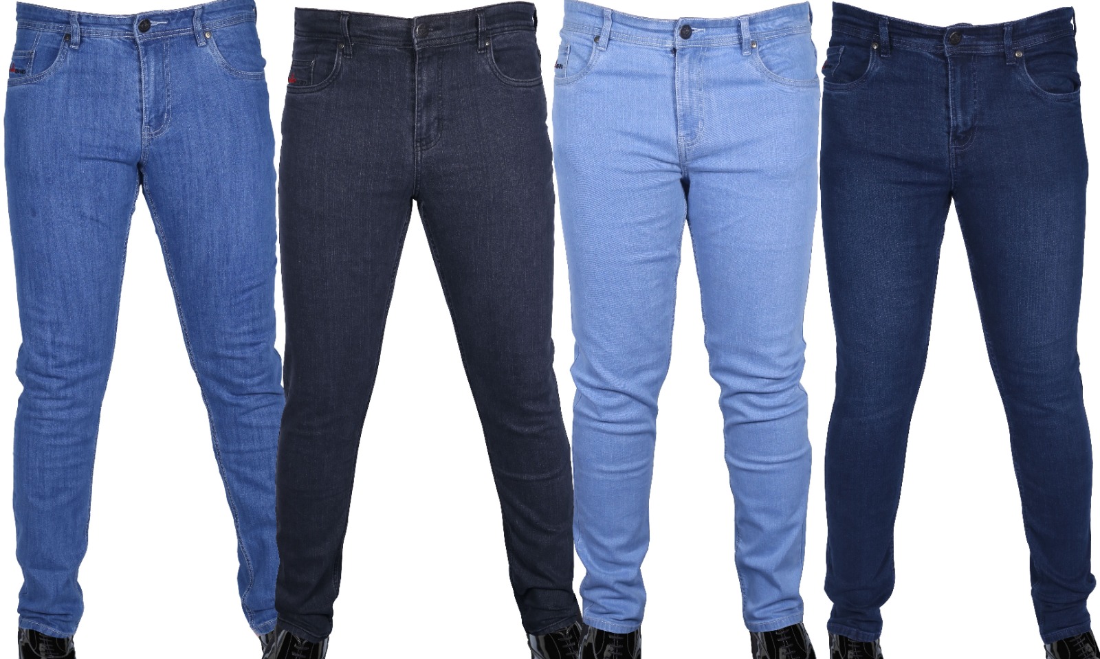 Mens Jeans Straight Leg Slim Fit Heavy Denim Stretch Trousers Pants UK Sizes