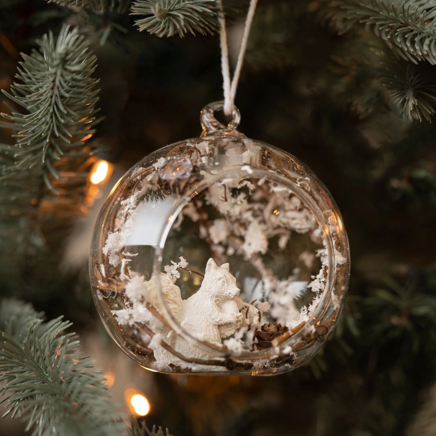 144 x Christmas Glass Bauble Hanging  Decoration - Woodland Squirrel