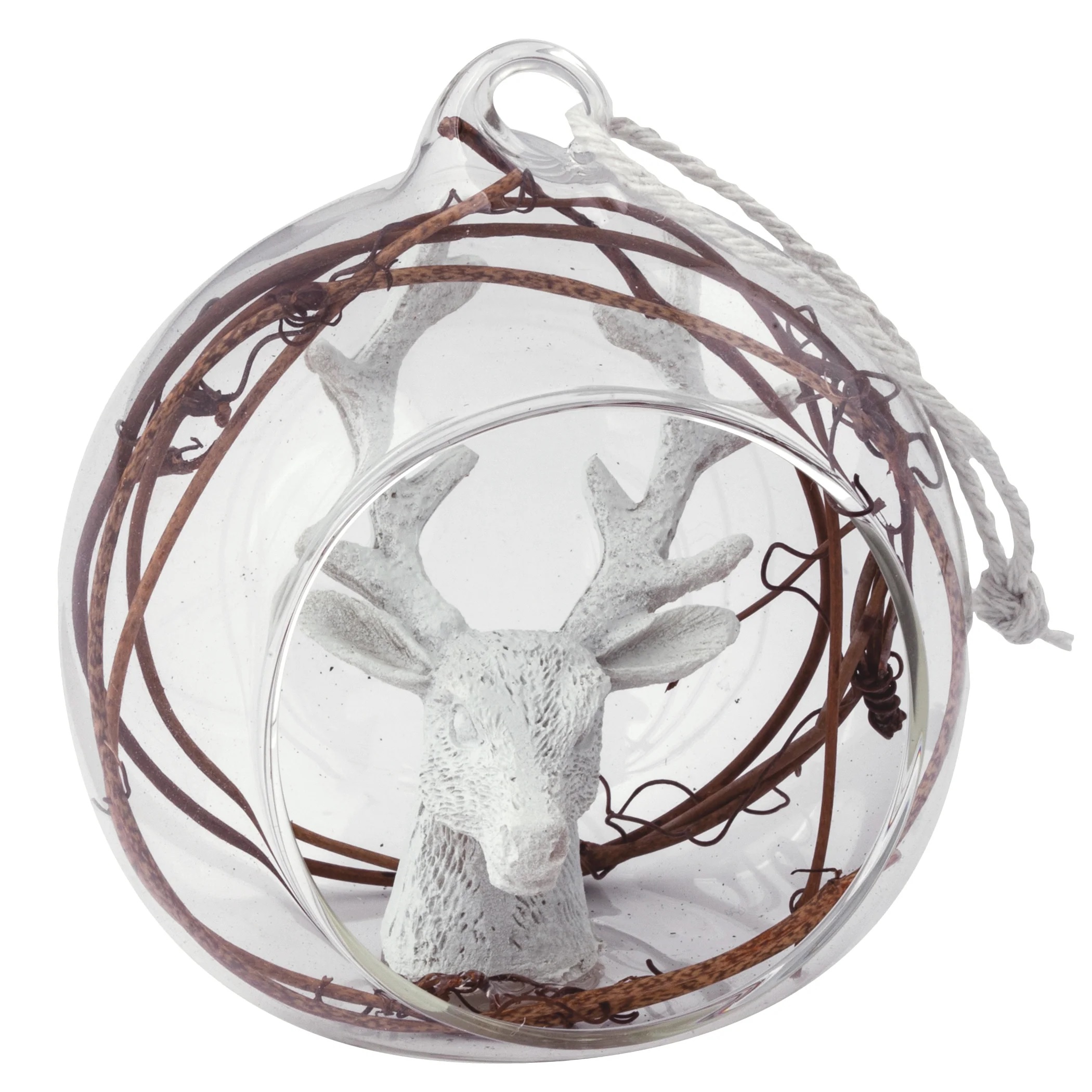 144 x Christmas Glass Bauble Hanging  Decoration - Woodland Stag