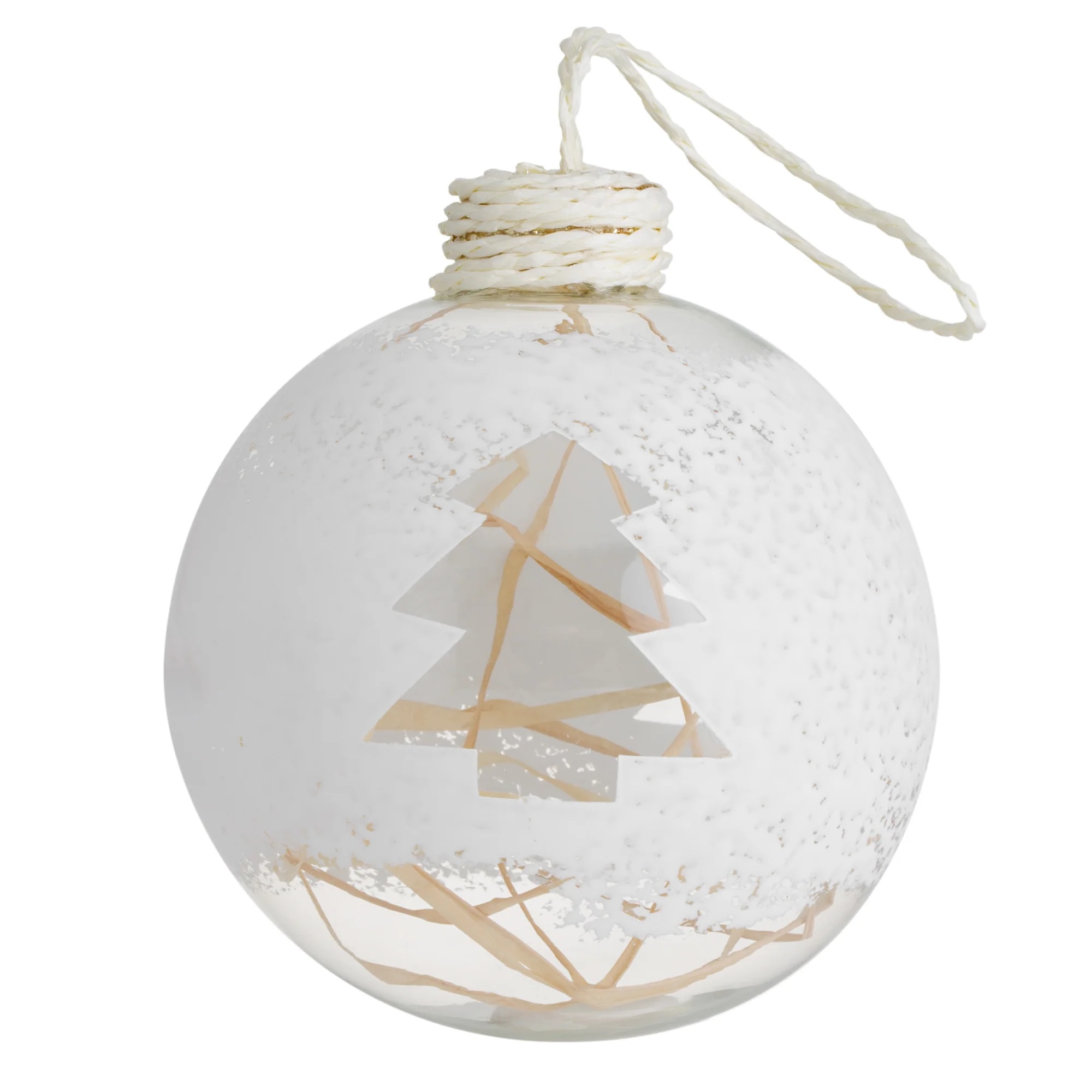 80 x Christmas Glass Bauble Hanging  Decoration - Frosted Christmas Tree and Twigs
