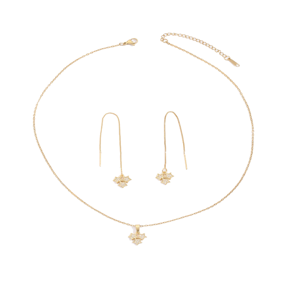 20pcs - Beautiful Gold Tone Three Stars With Crystals Pendant Necklace and Earrings Set (Total 10 Sets)|GCJ426|UK seller