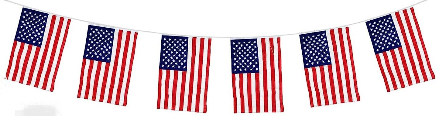 10 Metre USA PVC Bunting with 20 Flags - 120 Pieces