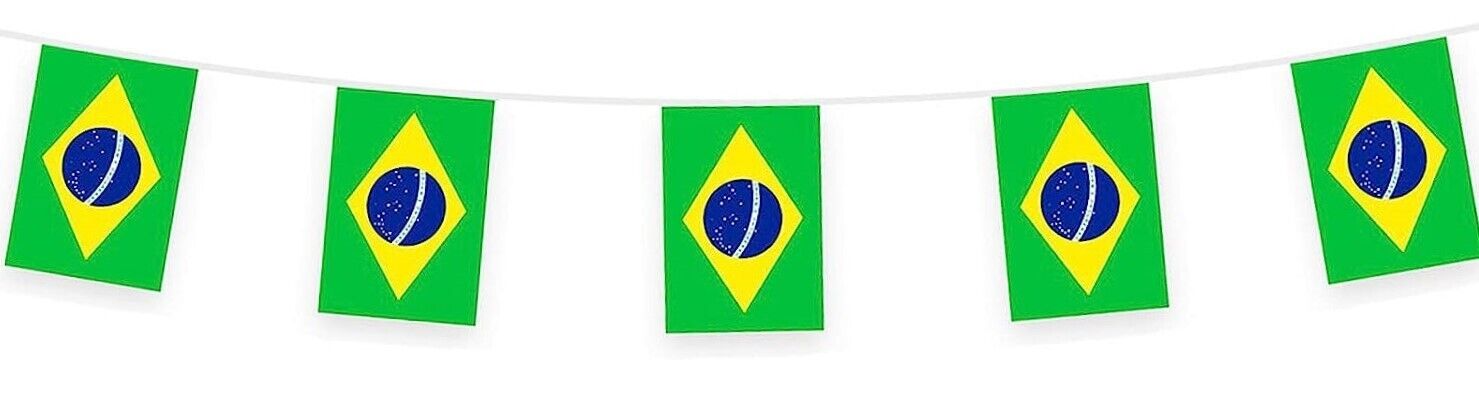 10 Metre Brazil PVC Bunting with 20 Flags - 120 Pieces
